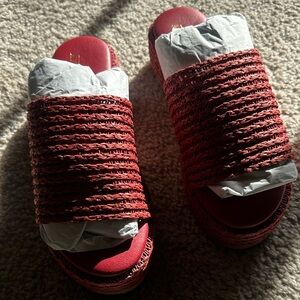 Anthropologie Crimson Woven Sandals